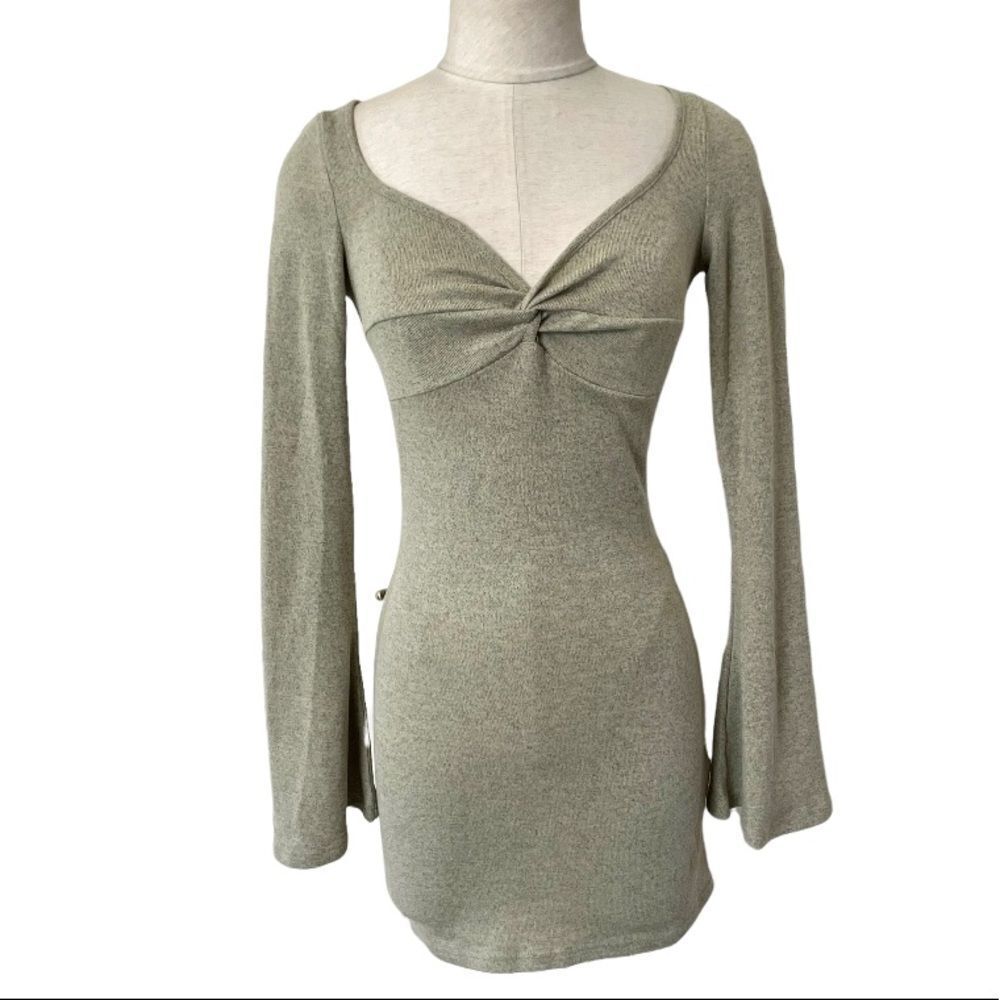 Shein twist front flounce sleeve Bodycon dress